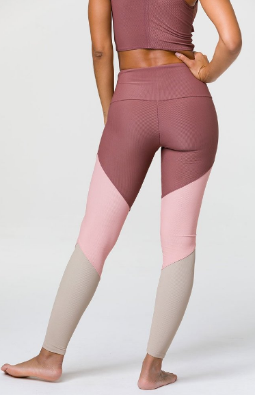 Image Title Onzie High Rise Track Legging - Toast Rib Combo